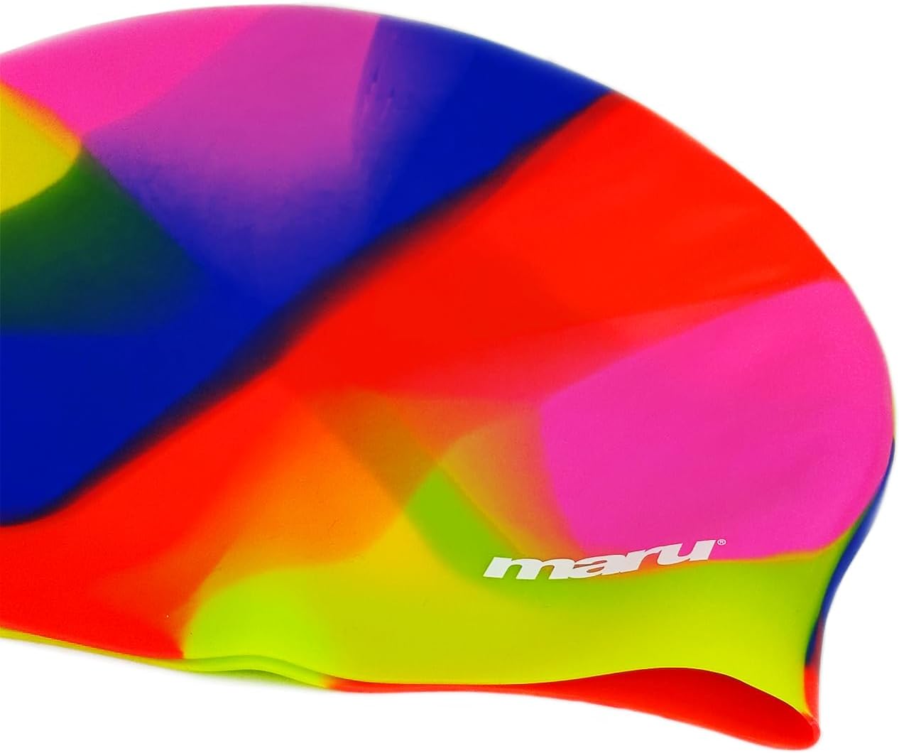 Bonnet de bain pour cheveux longs - Rose, bleu et rouge