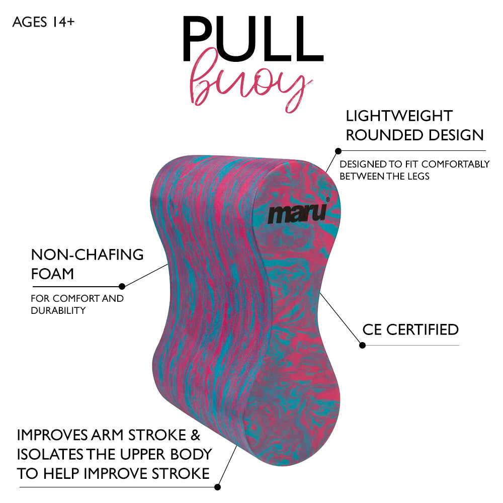Pull Buoy für Erwachsene - Blauer und rosa Wirbel
