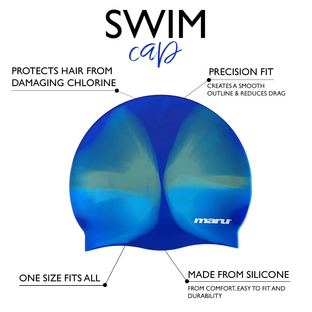 Silicone Swim Cap - Blue and Yellow