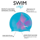 Silicone Swim Cap - Blue, Pink and Purple