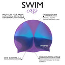 Silicone Swim Cap - Purple and Blue