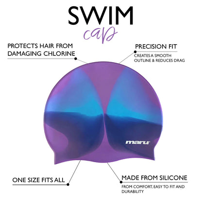 Silicone Swim Cap - Purple and Blue