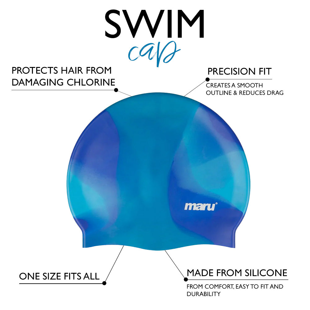 Silicone Swim Cap - Blue Shades