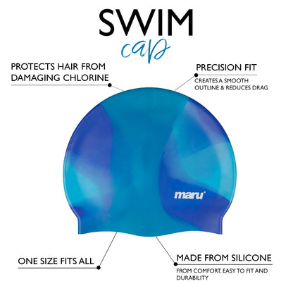 Silicone Swim Cap - Blue Shades