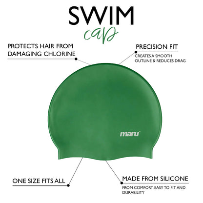 Silicone Swim Cap - Dark Green