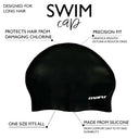 Long Hair Swimming Hat - Black