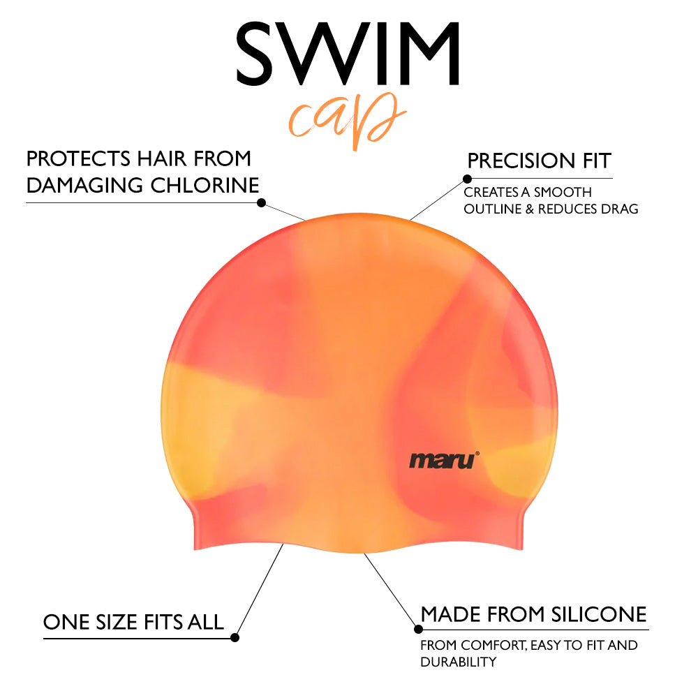 Silicone Swim Cap - Orange Shades