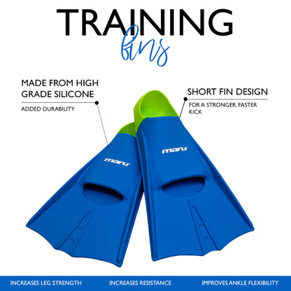Maru Swim Training Fins - Blue and Lime